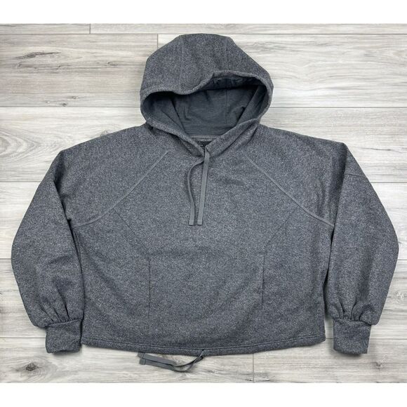 Prana‎ Womens Gray Raglan Sleeve Drawstring Wool Ziller Sweatshirt Hoodie SMALL - Picture 1 of 6